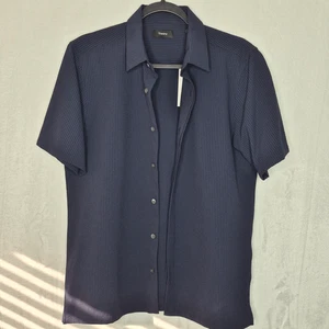 Theory Irving Crushed Seersucker Button Down Kurzarm Struktur Hemd Gr. M - Bild 1 von 9