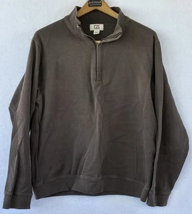 CUTTER & BUCK 1/4 Zip Pullover Sweater Sz M Supima Cotton Brown Men's - Picture 1 of 3