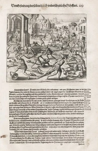 Venezuela natives Spaniards battle America engraving Gottfried Merian 1631 - Bild 1 von 1