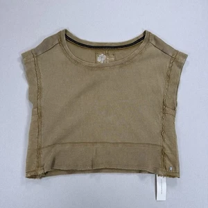 NWT Pilcro Anthropologie CutOff Cropped Ribbed Sleeveless Top Brown Size Medium - Picture 1 of 14