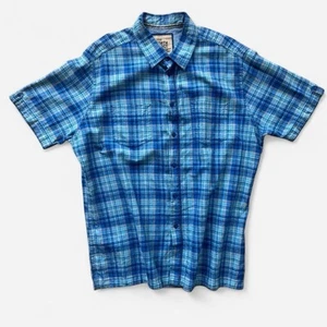 M&S North Coast Linen Cotton Shirt Blue Check Short Sleeve XL Summer Top - Picture 1 of 6