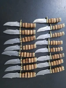 Lot of 20, 6 Inches Handmade Damascus Steel Skinner Knives Wood Handle W/Sheaths - Picture 1 of 5