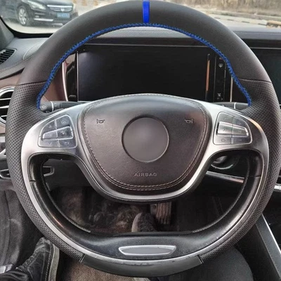 Black-Blue Line Steering Wheel Cover For Mercedes Benz S Class W222 2016-2017 - image 1 of 4