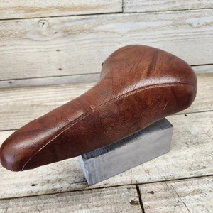 1970s Huffy Stamped Brown Persons Metal Pan Saddle Seat Ratrod Klunker Cafe - Picture 1 of 13