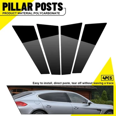 Cubierta de molduras de postes de pilar de ventana de puerta negra brillante para Porsche Panamera 2009-2014 Foto 1 de 4