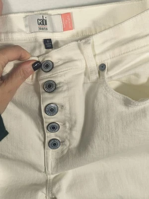 CABI White Button Fly Straight  Leg Jean Size 6 NEW - Image 1 of 3
