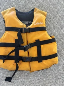 Cabela's Yellow Youth Life Vest Jacket Flotation Aid Type III PFD 50-90 lbs Used - Picture 1 of 11