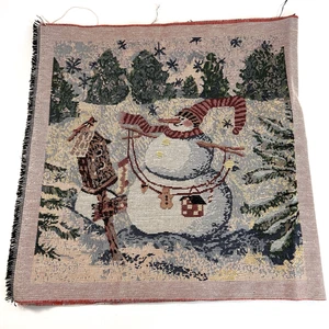 Vintage Weihnachten 18x18" Schneemann Vogelhaus Wandteppich Kissen Vorderseite DREI Panel Set - Bild 1 von 7