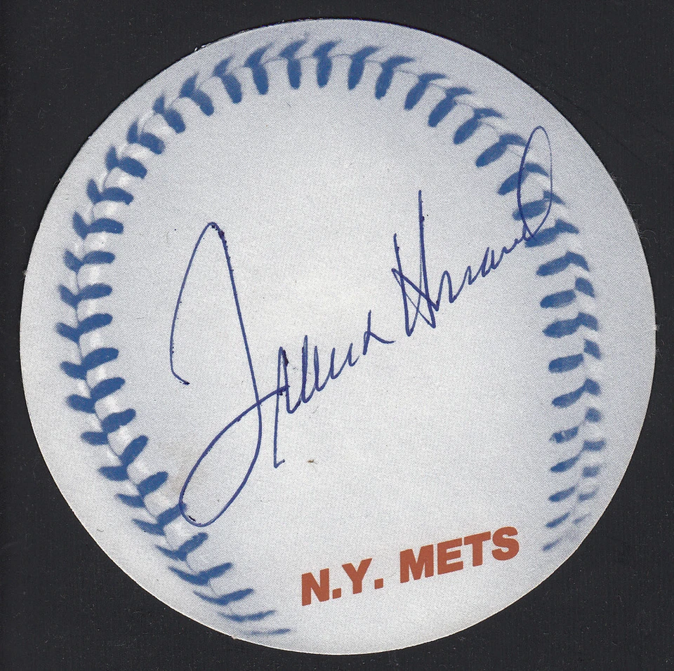 Frank Howard 1984 NY Mets Coach Signed Mets Drink Coaster Cut Auto - Image 1 of 1