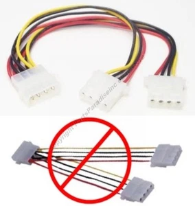 Lote 10 8" Unidad CD/HD Alimentación Divisor Y 4 pines Macho ~ Doble Hembra Adaptador Cable/Cable $SH - Imagen 1 de 1