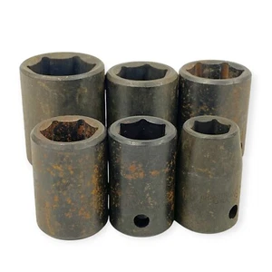 Armstrong 1/2'' Drive 6 Point 1/2 to 1 in Impact Socket 6 Pcs Set, Made in USA - Picture 1 of 14