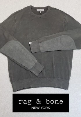 $195 ❤️Rag & Bone Dexter Cotton Crewneck Knit Sweater Men's XL Gray Long Sleeves - Image 1 of 4
