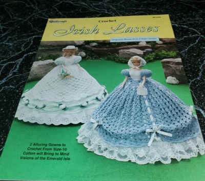 AJ21 THE NEEDLECRAFT SHOP 1999, IRISH LASSES CROCHET PATTERN LEAFLET - Image 1 of 2