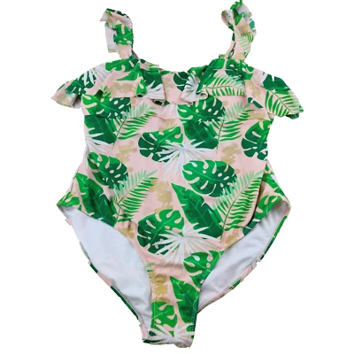 Disney World women's 1 piece swimsuit XL Floral multicolor Gold Mickey Mouse in - Image 1 of 4