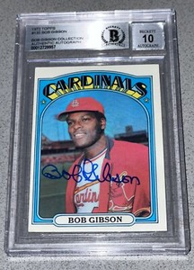 1972 Topps #130 Bob Gibson Signed Vintage Baseball Card Cardinals (BGS 10 AUTO)