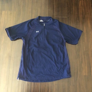 Under armour mens SM navy blue baseball henley Half Zip Up Tee - Picture 1 of 9