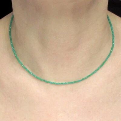 A++ Gargantilla Collares Mujer Cuentas Redondas Facetadas Ágata Verde Natural 18"" Foto 1 de 4