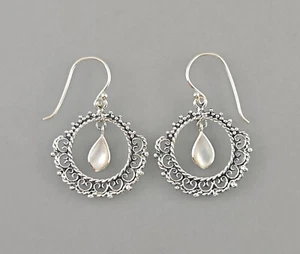 9916400-d 925er Silver Earrings Mother of Pearl Delicate Drop 2, 5x3, 5cm - Picture 1 of 2