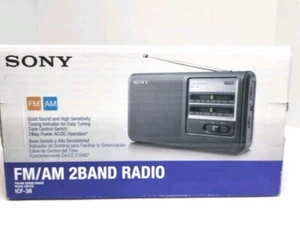 Barely Used Sony AM/FM 2 Band Rafio ICF-38 with Box And Pamphlet Tested - Picture 1 of 10