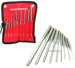 9 Pc Forged Steel Roll Pin Punch Set in Roll Up Pouch Case Rifle Gunsmithing - Picture 1 of 3