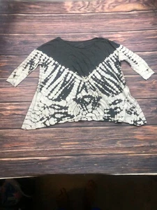 Free People Womens Size Small Black White Boho Crewneck Top Festival - Picture 1 of 5