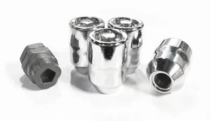 Locking Lug Nuts 7/16-20 Bulge Acorn Wheel Lock Set Anti-Theft Puzzle Key - Picture 1 of 2