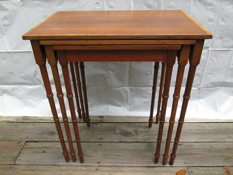 Scarce "Chippendale Bamboo"-Style Nesting Tables Mahogany! Local Pickup Only NY! Cover