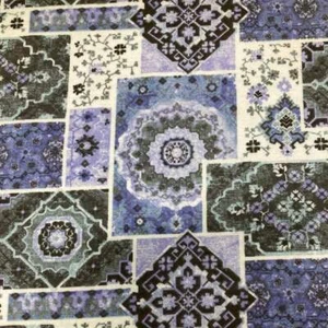 Blue Patchwork Flannel Fabric - Picture 1 of 3