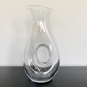 Polish Clear Glass Doughnut Donut Hole Pitcher Decanter Hand Blown Poland EUC - Picture 1 of 10
