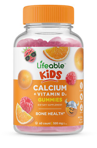 Lifeable Calcium Vitamin D for Kids - Great Tasting Fruit Flavor Gummy, 60 Count