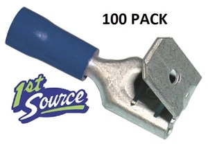 100 PACK - FEMALE - MALE PIGGY-BACK ADAPTERS BLUE 16-14GAUGE .250" #119B-100PK - Picture 1 of 2