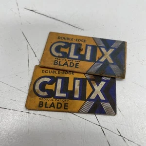 Lote de trabajo de publicidad de peluquero hoja de afeitar original vintage Clix doble filo - Imagen 1 de 2