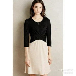  Anthropologie Amadi Crosswickelkleid beige Größe Medium brandneu mit Etikett - Bild 1 von 5