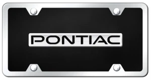 Pontiac Name Plate Black Acrylic Kit License Plate Frame Official Licensed - Imagen 1 de 2