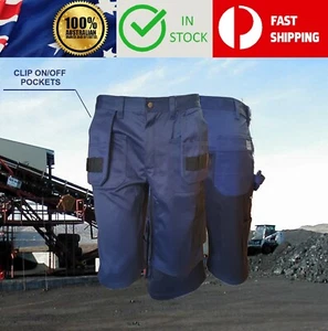 Mens Adults Builder Tradie Work Wear Cargo Multi Pocket Short Navy - Picture 1 of 1