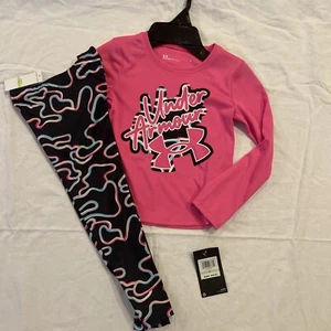 Under Armour Girls Pink 2-Piece Graphic l/s shirt & Leggings Set Size 4 new - Picture 1 of 7