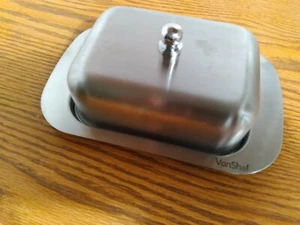 VON SHEF QUADRATISCHE EDELSTAHL BUTTER KÄSEDOSE - Bild 1 von 9