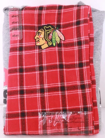 NEW Chicago Blackhawks NHL Sleepwear SS Shirt Flannel Pants Pajamas Set Men's L Cover