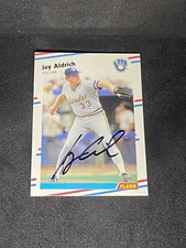 Jay Aldrich 1988 Fleer Glossy #155 Milwaukee Brewers Autographed Signed RC Card