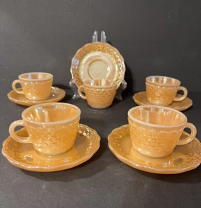 Set 5 tazze e piattini Demitasse a prova di forno ancoraggio SCALA PESCE lucentezza pesca - Foto 1 di 17
