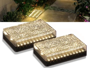 Solar Paver 2 Pack/Rechargeable Outdoor Lights 6x9 Recessed Brick Lights/IP67. - Picture 1 of 4