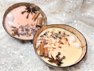 Cinnamon scented candle in coconut shell - Image 1 of 4