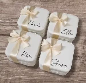Personalised White Mini Jewellery Box Bridesmaid Gift - Picture 1 of 8