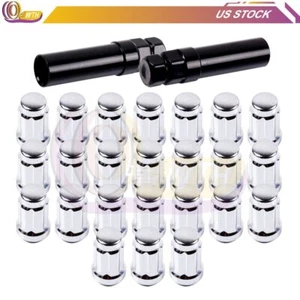 (24) Chrome M12 x1.5 Lug Nuts 1.37'' Tall Fits Toyota Corolla FJ Tundra + 2 Keys - Picture 1 of 12