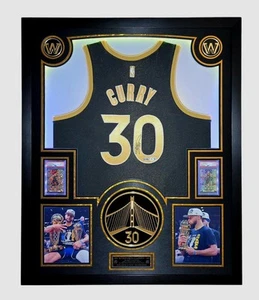Stephen Curry Signed & Framed Authentic Nike Jersey w/LEDS, 3D Logos & 2 PSA10'S - Picture 1 of 14