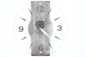 Wood Hanging Wall Clock Glass Beveled Modern Clear Quartz Acrylic - Bild 1 von 5