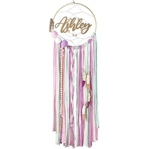 Persnalized Dreamcatcher for Girls Bedroom - Baby Girl Nursery Wall Decoration - Picture 1 of 8