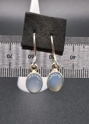 Sterling Silver Blue Chalcedony Dangle Earrings Real Gemstones  - Image 1 of 3