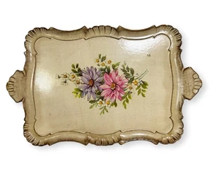 Vintage Italian Style Wooden Serving Tray Floral Decoupage Wall Hanging 20x14 - Picture 1 of 6