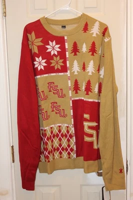 Granate / Dorado / Blanco Florida State Seminoles Feo Navidad Suéter (NUEVO CON ETIQUETAS) - 2XL Foto 1 de 4